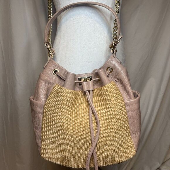 Unica Handbags - Unica Firenze Italian Leather Straw Large Designer Purse Bag Chain Strap